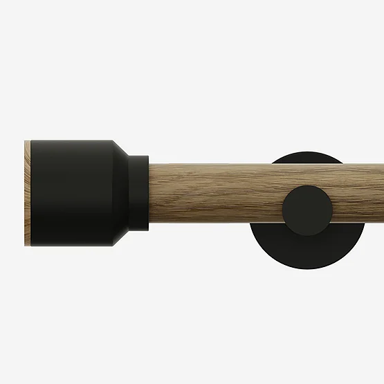 28mm Signature Matt Black & Aged Oak Drum Eyelet pole