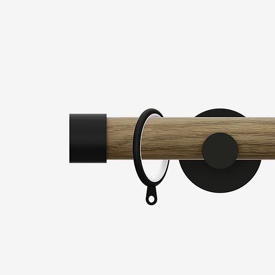 28mm Signature Matt Black & Aged Oak End Cap pole
