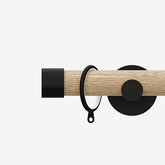 28mm Signature Matt Black & Natural Oak End Cap pole