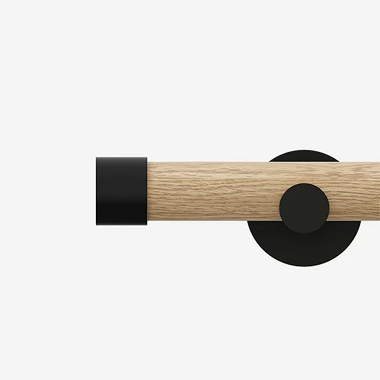 28mm Signature Matt Black & Natural Oak End Cap Eyelet pole