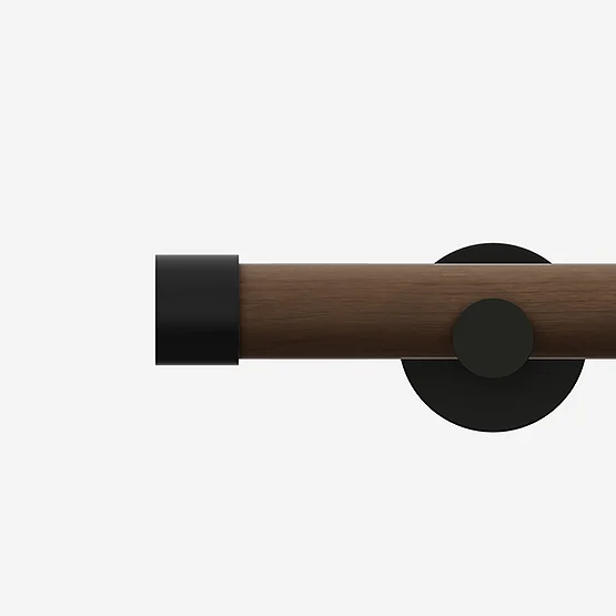 28mm Signature Matt Black & Walnut End Cap Eyelet pole