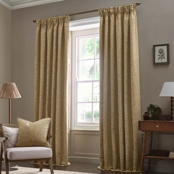 Morris & Co Acorn Tonal Matt Gold Pencil Pleat rm_curtain