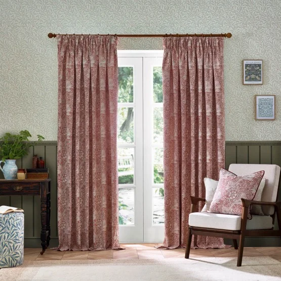 Morris & Co Marigold Floral Jacquard Russet Pencil Pleat rm_curtain