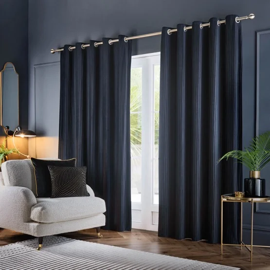 Paoletti Corinthian Velvet Midnight Eyelet rm_curtain