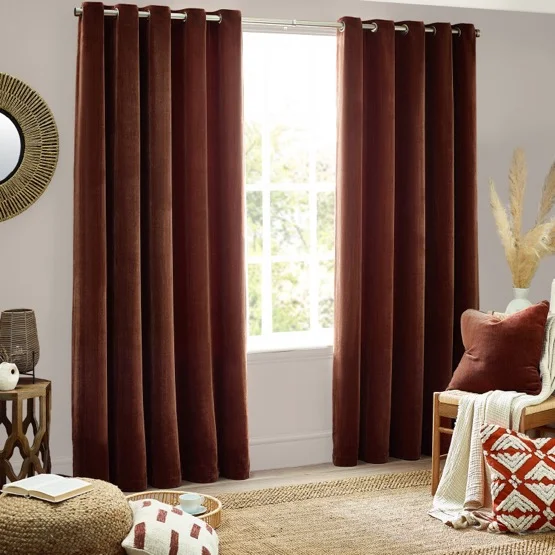 Chenille Opulence Nutmeg Eyelet rm_curtain