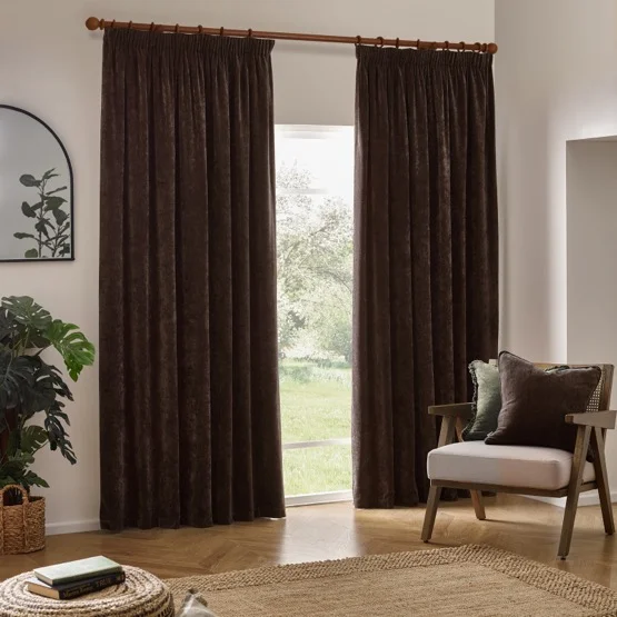 Yard Heavy Chenille Brown Pencil Pleat rm_curtain