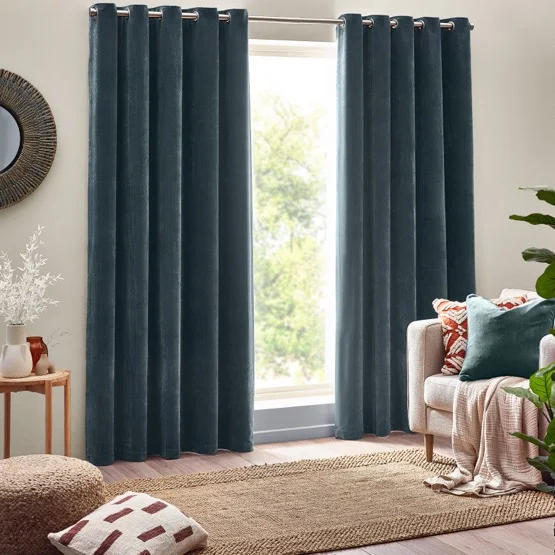 Yard Heavy Chenille Marine Eyelet rm_curtain