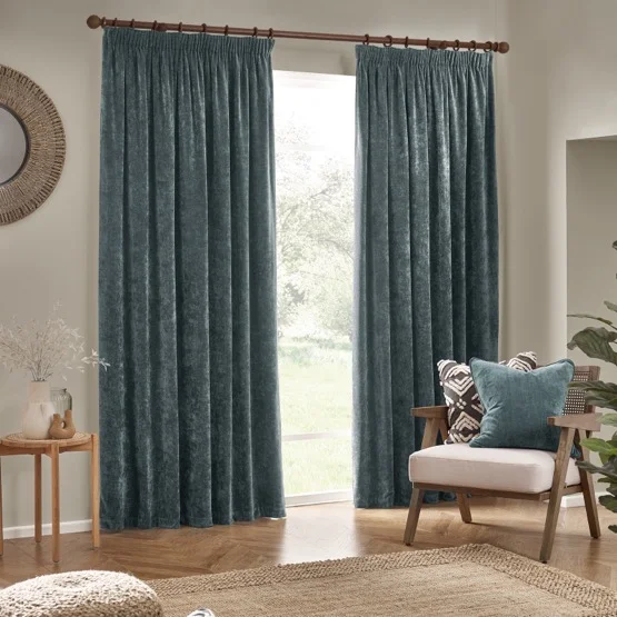 Yard Heavy Chenille Marine Pencil Pleat rm_curtain