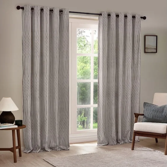 Yard Hebden Striped Grey Eyelet rm_curtain