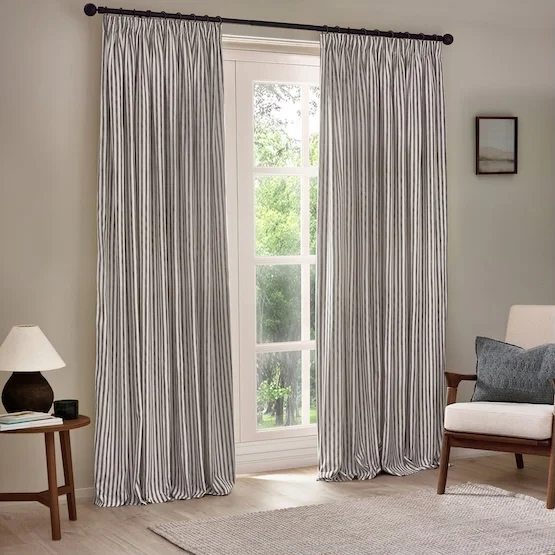 Yard Hebden Striped Grey Pencil Pleat rm_curtain