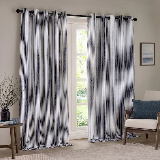 Yard Hebden Striped Navy Eyelet rm_curtain
