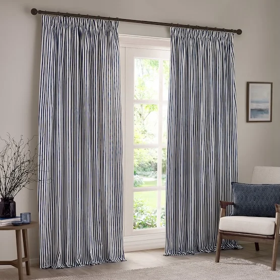 Yard Hebden Striped Navy Pencil Pleat rm_curtain