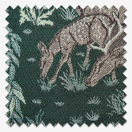 Morris & Co Brook Woodland Jacquard Forest Green Pencil Pleat rm_curtain