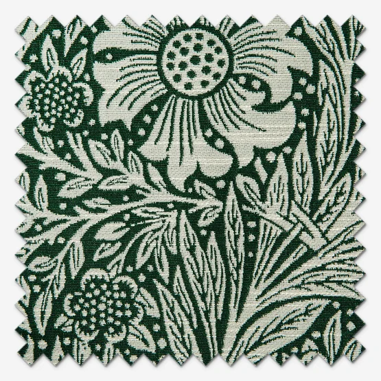 Morris & Co Marigold Floral Jacquard Leaf Green Pencil Pleat rm_curtain