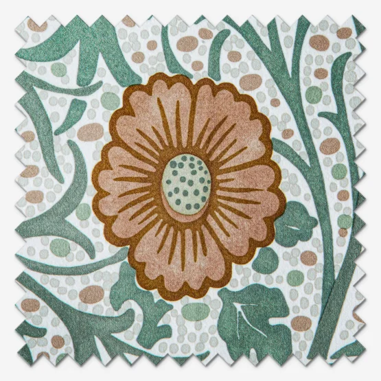 Morris & Co Seaweed Printed Velvet Stone and Sunflower Pencil Pleat rm_curtain