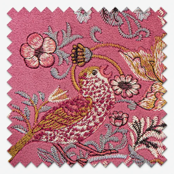 Morris & Co Strawberry Thief Embroidery Floral Berry Pencil Pleat rm_curtain