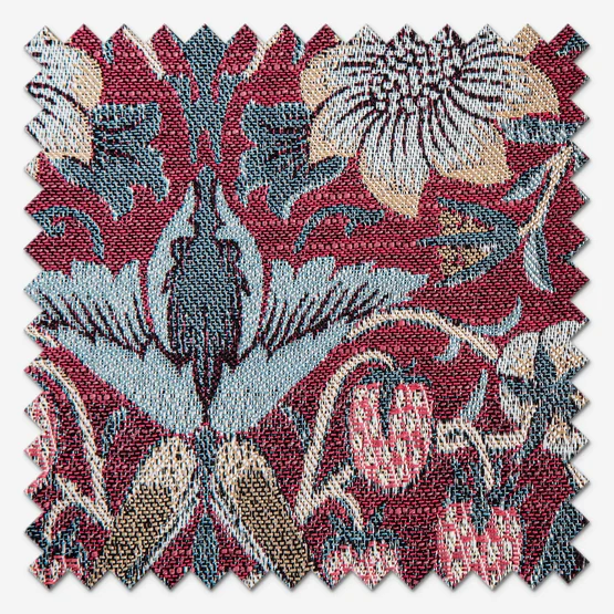 Morris & Co Strawberry Thief Jacquard Floral Berry Pencil Pleat rm_curtain
