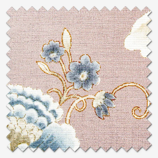 Sanderson Porcelain Garden Printed Chenille Blush Pencil Pleat rm_curtain