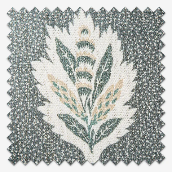 Sanderson Sessiele Leaf Motif Delph Blue Pencil Pleat rm_curtain
