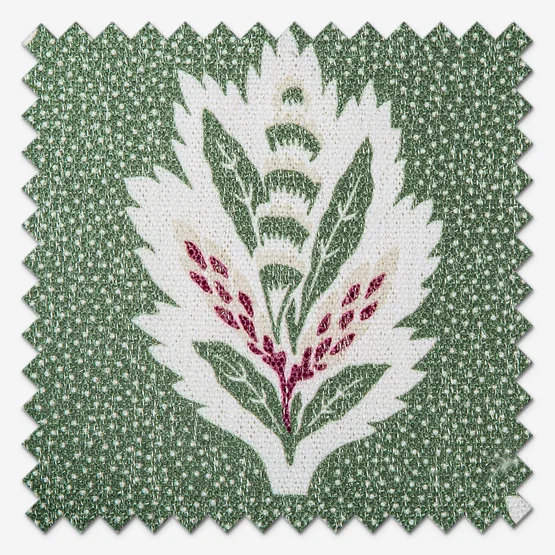 Sanderson Sessiele Leaf Motif Leaf Green Pencil Pleat rm_curtain