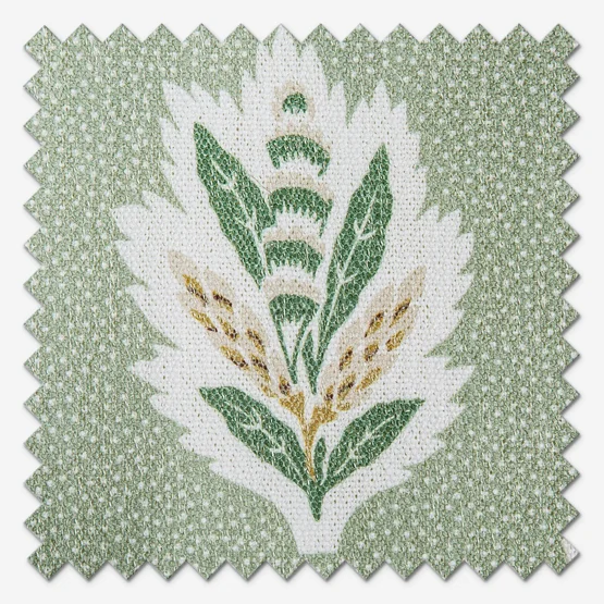 Sanderson Sessiele Leaf Motif Sage Pencil Pleat rm_curtain