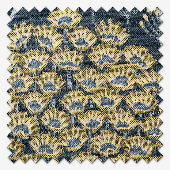 Wylder Ophelia Floral Jacquard Blue and Saffron Pencil Pleat rm_curtain