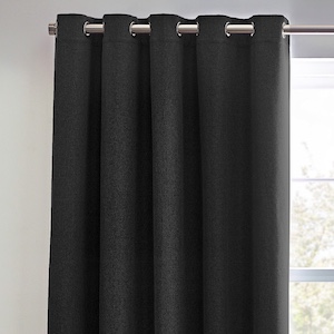 Furn Dawn Black Eyelet Ready Made Curtain