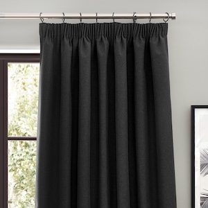 Furn Dawn Black Pencil Pleat Ready Made Curtain