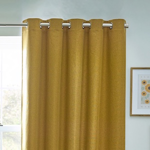 Furn Dawn Mustard Eyelet Ready Made Curtain