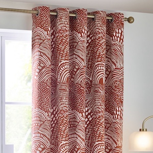 Hoem Nola Abstract Chestnut Eyelet Ready Made Curtain