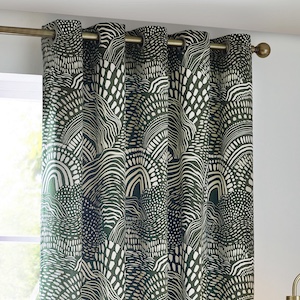 Hoem Nola Abstract Olive Eyelet Ready Made Curtain