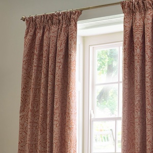 Morris & Co Acorn Tonal Matt Brick Pencil Pleat Ready Made Curtain