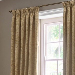 Morris & Co Acorn Tonal Matt Gold Pencil Pleat Ready Made Curtain