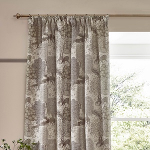 Morris & Co Brook Woodland Jacquard Linen Pencil Pleat Ready Made Curtain