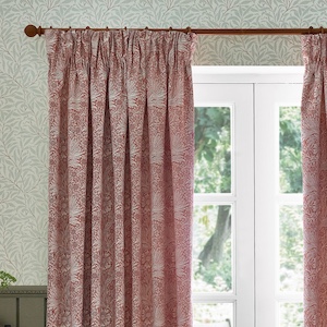 Morris & Co Marigold Floral Jacquard Russet Pencil Pleat Ready Made Curtain