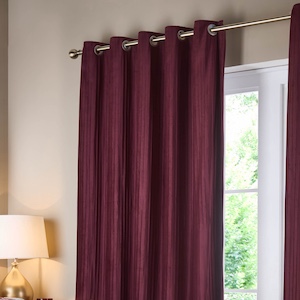 Paoletti Corinthian Velvet Merlot Eyelet Ready Made Curtain