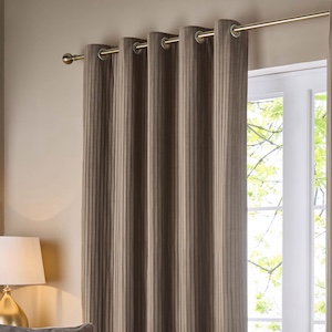 Paoletti Corinthian Velvet Mink Eyelet Ready Made Curtain