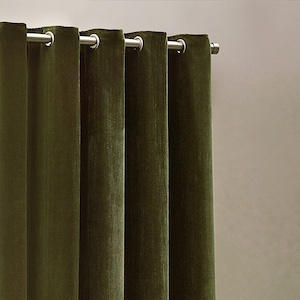 Chenille Opulence Olive Eyelet Ready Made Curtain