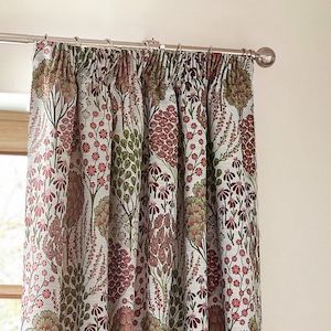 Wylder Ophelia Floral Jacquard Rednut Pencil Pleat Ready Made Curtain