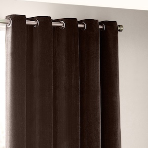 Yard Heavy Chenille Brown Eyelet Ready Made Curtain