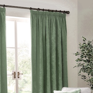 Yard Heavy Chenille Eucalyptus Pencil Pleat Ready Made Curtain