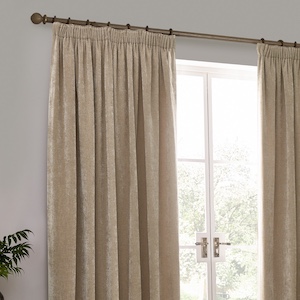 Yard Heavy Chenille Natural Pencil Pleat Ready Made Curtain