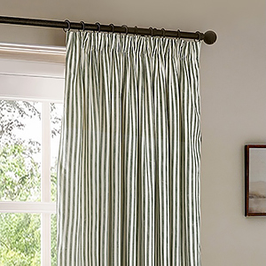 Yard Hebden Striped Forest Green Pencil Pleat Ready Made Curtain