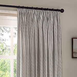 Yard Hebden Striped Grey Pencil Pleat Ready Made Curtain