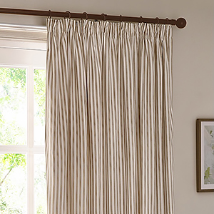 Yard Hebden Striped Natural Pencil Pleat Ready Made Curtain