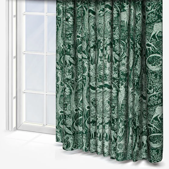 Furn Winter Woods Animal Chenille Emerald Eyelet rm_curtain