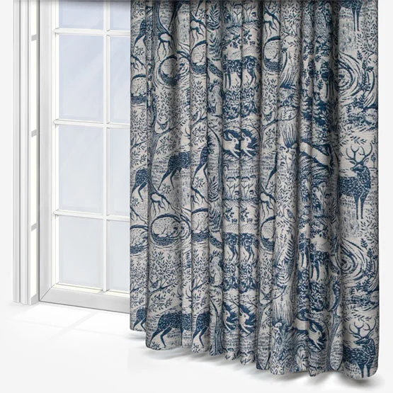 Furn Winter Woods Animal Chenille Midnight Eyelet rm_curtain