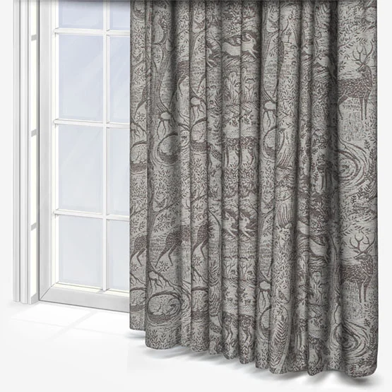 Furn Winter Woods Animal Chenille Taupe Eyelet rm_curtain
