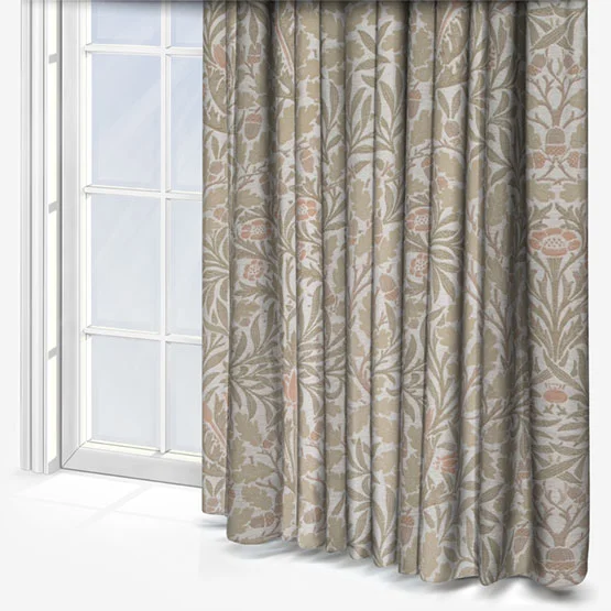 Morris & Co Acorn Multi Jacquard Stone and Sage Pencil Pleat rm_curtain