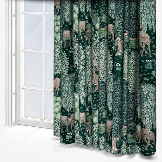 Morris & Co Brook Woodland Jacquard Forest Green Pencil Pleat rm_curtain